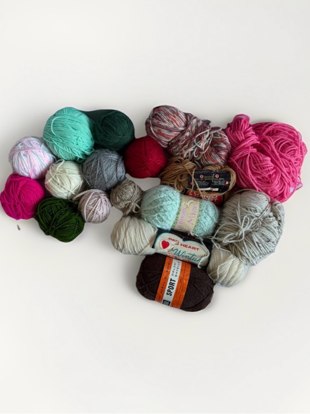 Acrylic Yarn Lot 18 Skeins Varying States Of Use Perfect for Granny Squares 2 LB
